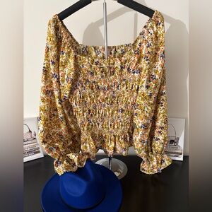 Floral Smocked Skirt with Ruffle Trim